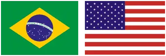 Bandeiras do Brasil e dos Estados Unidos
